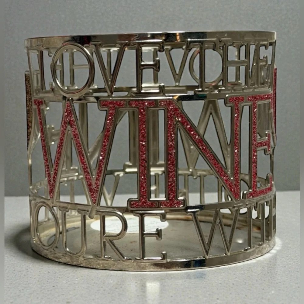 Bath & Body Works Love the Wine You’re With‎ 3 Wick Candle Holder Glitter Metal